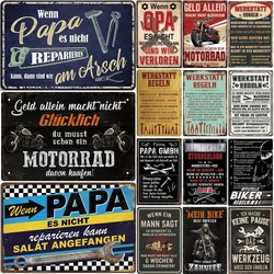 German Vintage Garage Tool Phrases Metal Sign,Retro Decorative Plaque, Home Wall ,Studio Room Man Cave Workshop Industrial Decor