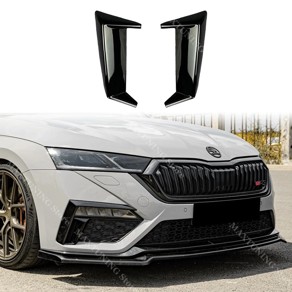 Dla Skoda Octavia IV MK4 RS vRS Sedan Combi 2020-2024 Przedni zderzak Air Vent Splitter Cover Fog Lamp Grille Slats Trim Bodykits