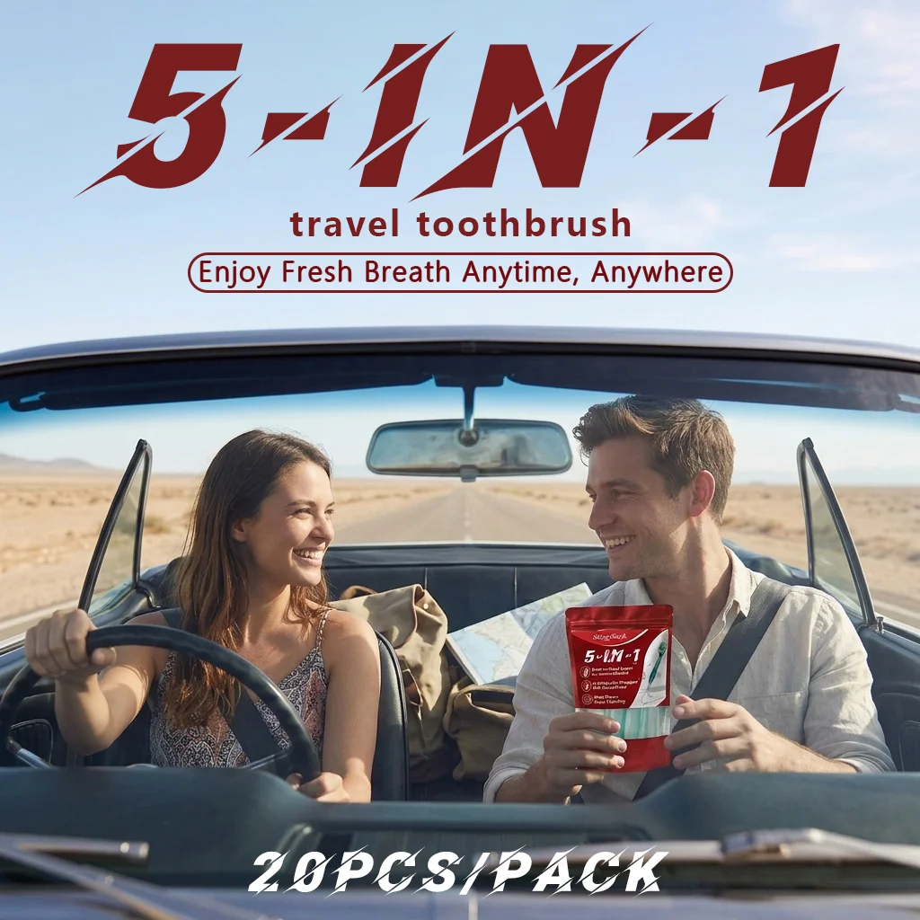 20Pcs/Pack Large Capacity Set, 5-in-1 Multifunctional Toothbrush Care Set with Mint Flavor, Includes Freshening Beads + Toothbrush + Dental Floss + Interdental Cleaning Stick + Tongue Scraper, Convenient and Soft, Soft Bristle Design, Teeth and Gum Care | Travel Essentials | Individually Packaged | Soft | Mint Flavor | Travel Toothbrushes Are the Best Choice for Smart Families!