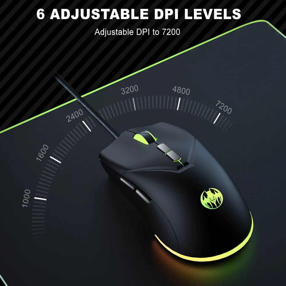 Mouse da gioco cablato 7D Mouse da gioco a 6 velocità 7200 DPI all'ingrosso