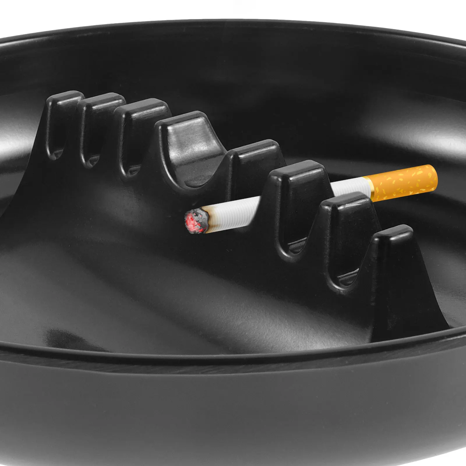 

Black 7 Slot Cigarette Ashtray Smoke Rack Round Plastic Home Decorative Indoor Outdoor Use Easy Clean Durability
