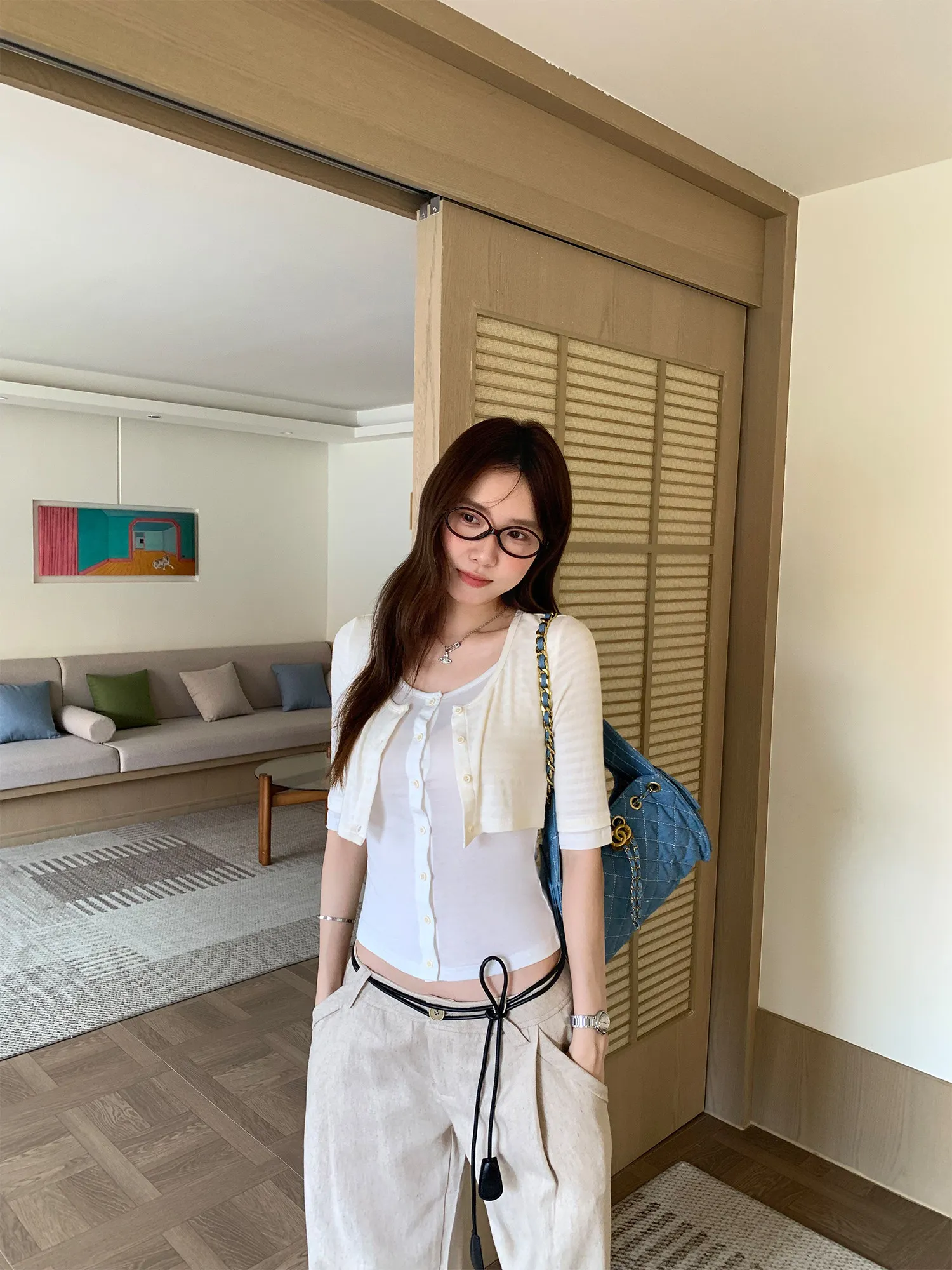 Korean Style Slim Fit Striped Color Block round Neck Short Sleeve T-Shirt Women's Summer New Fashion Thin Top Casual Style