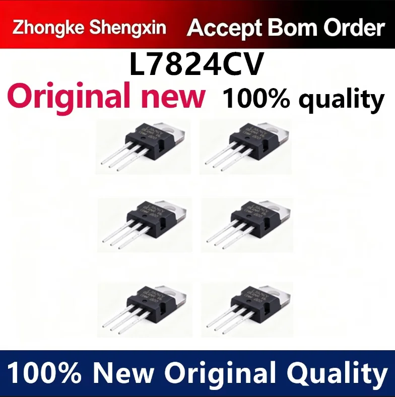 (5pcs)Three terminal voltage regulator L7824CV, brand new, original imported