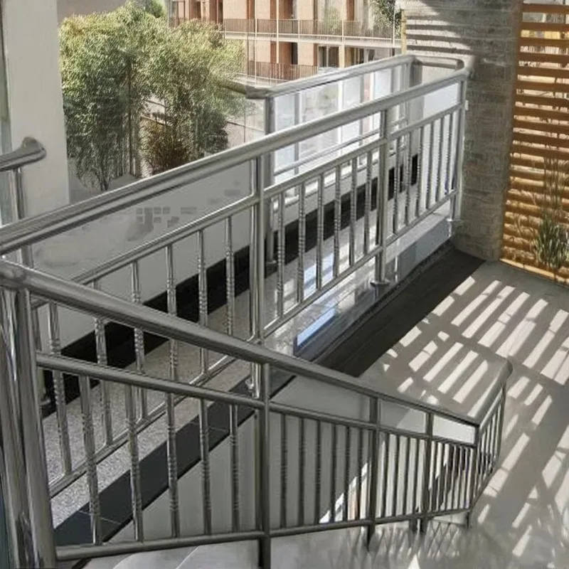 Stainless steel floor-to-ceiling staircase handrail hotel building fashion safety railing mirror