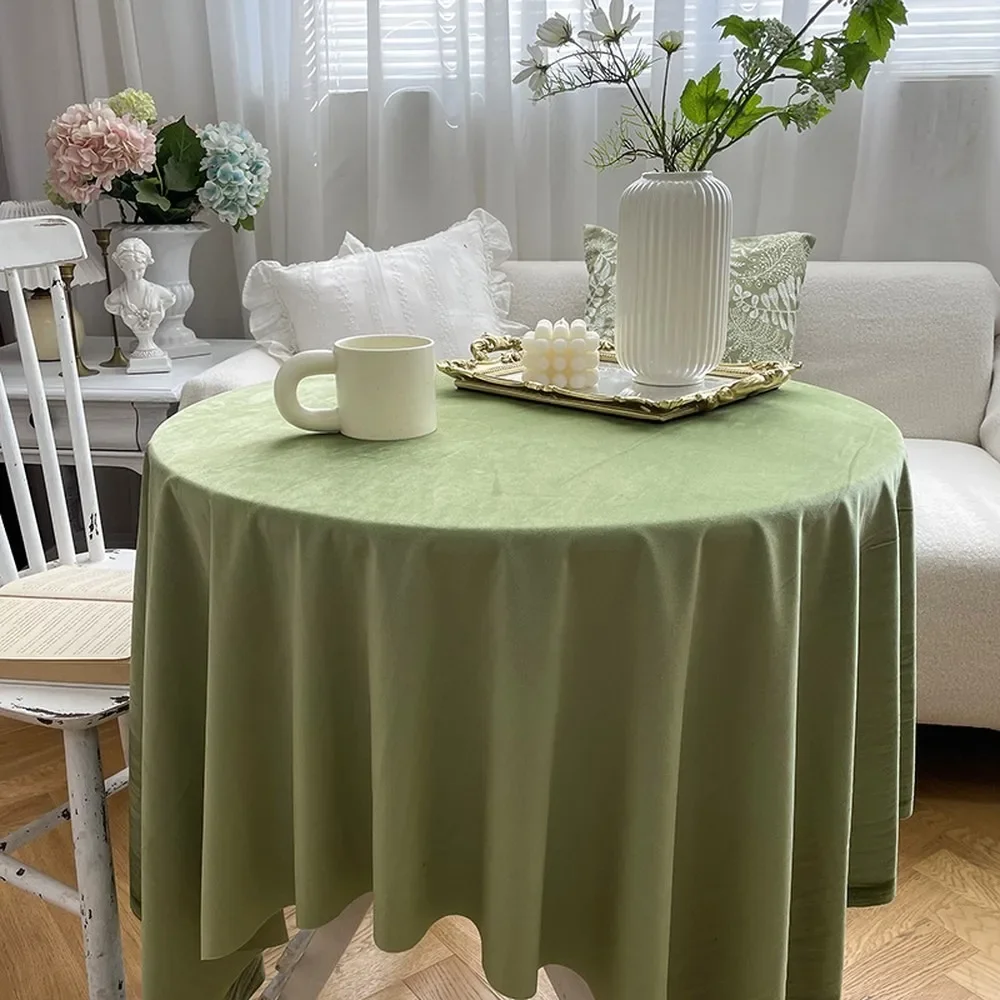 Elegant Velvet Tablecloth Avocado Green Solid Color High-End Table Cover Tablecloth for Dessert Table Tea Party Photo Props