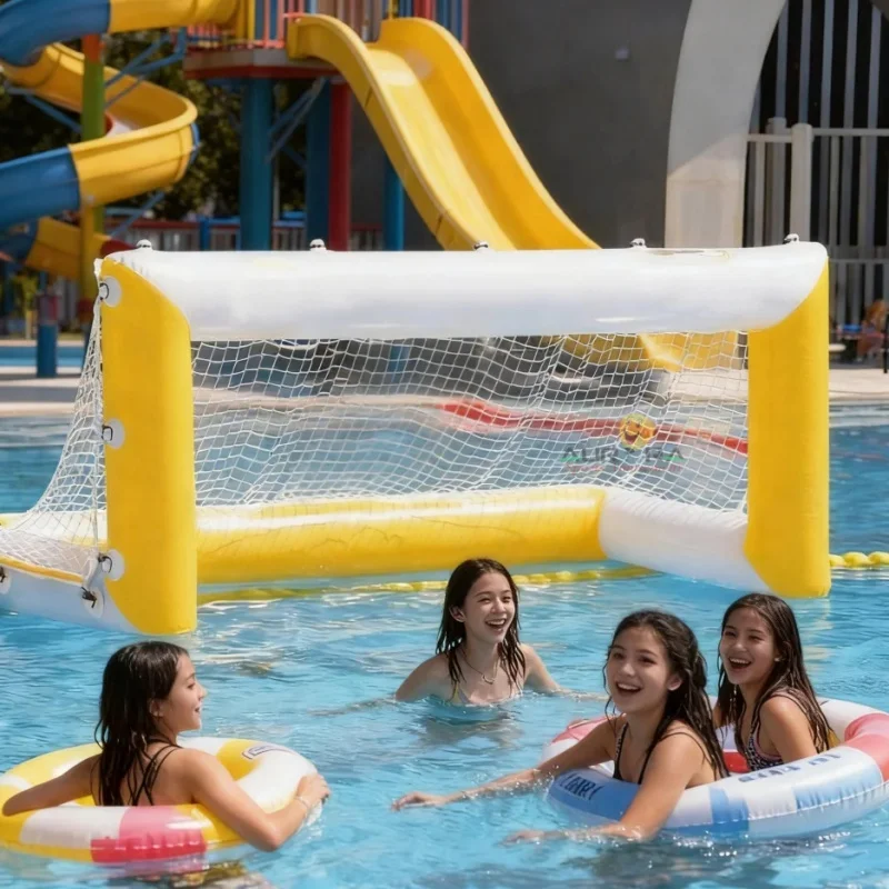 Inflatable Floating Pool Soccer Goal 0.9mm PVC Durable Water Volleyball Game Net for Party Swimming Pool Amusement Park
