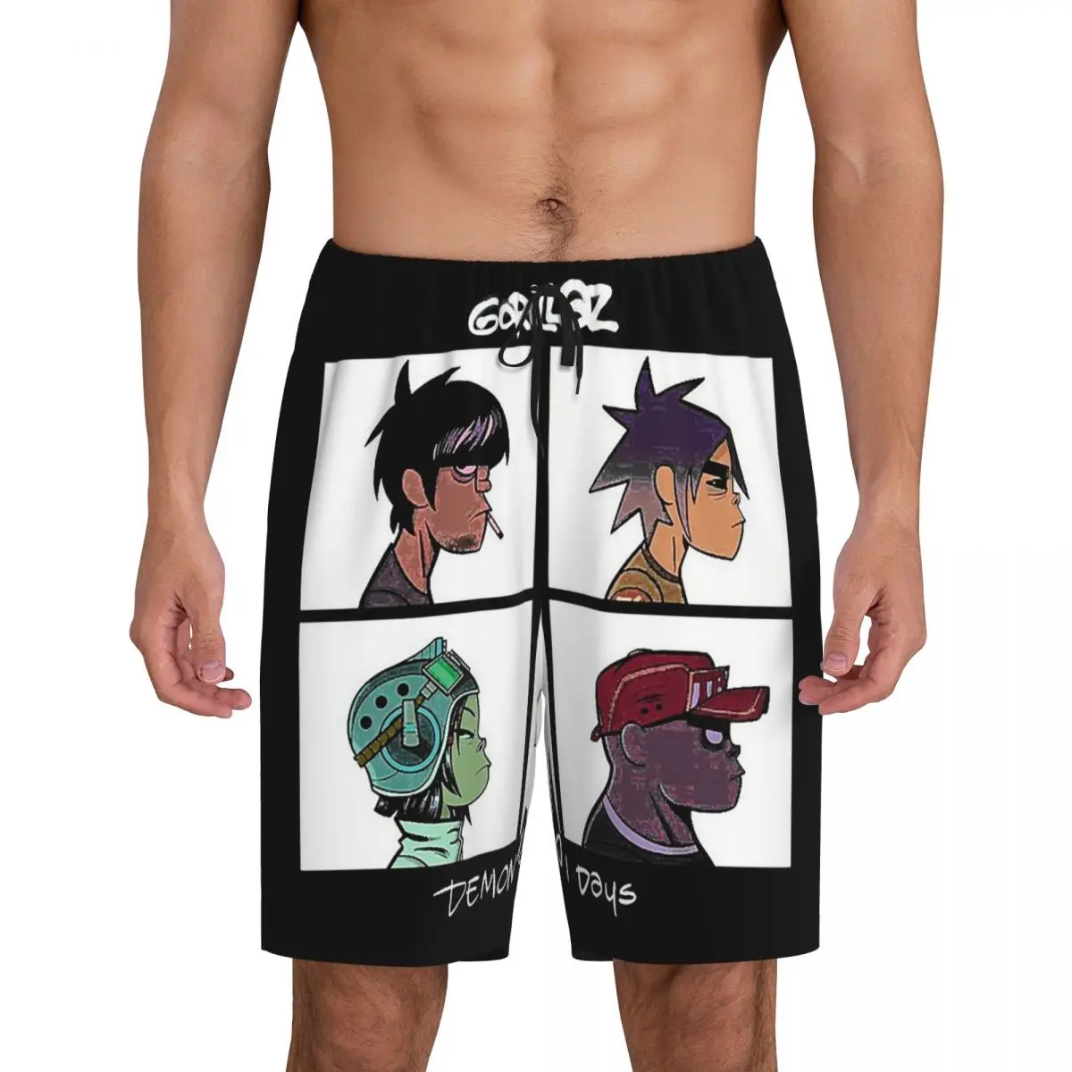 

Мужские короткие пижамные штаны Custom Music Band Gorillaz, шорты для сна и отдыха, пижамные штаны