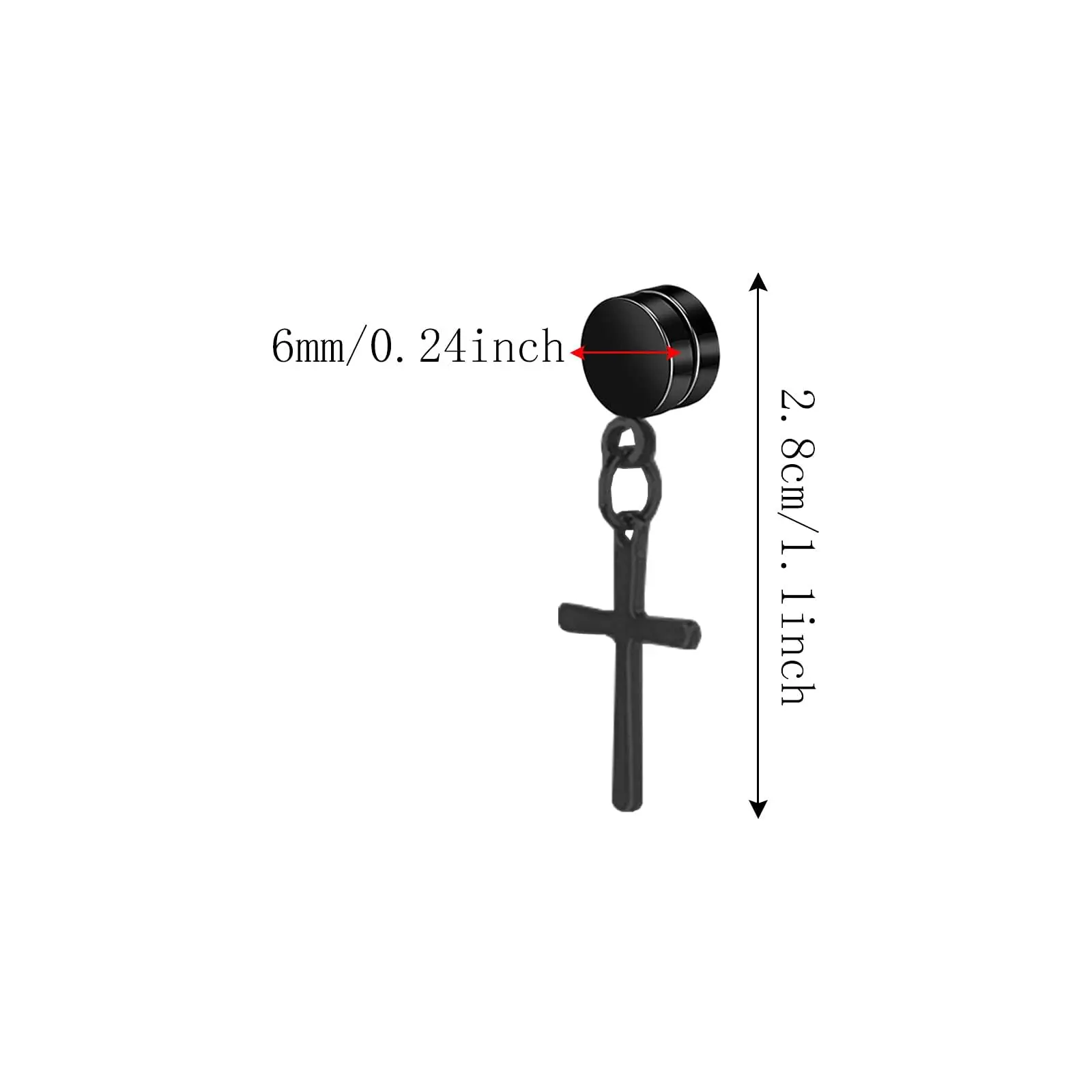 1 Pairs Magnetic Cross Clip on Earring Stainless Steel Non Piercing Hoop Dangle Cross Earrings for Men and Women view 2