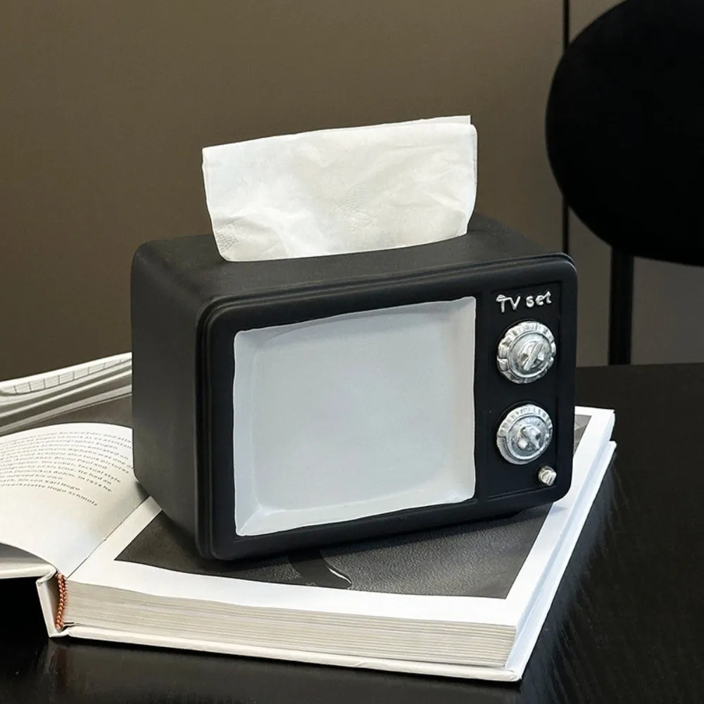 

Anti Drop Vintage TV Tissue Box Ornament Decorative Collectible Vintage TV Tissue Storage Box Cartoon Cute Vintage TV Model Toy