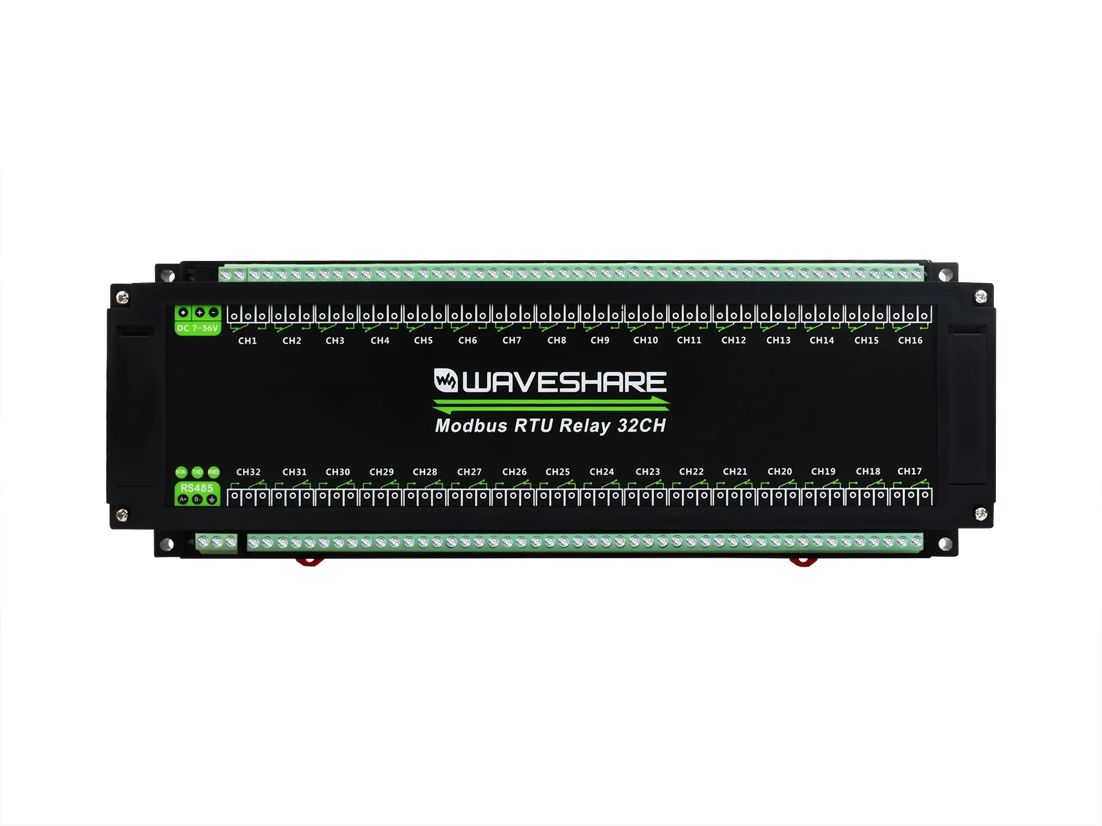 Waveshare Modbus RTU 32-Ch Relay Module, RS485 Interface, With Multiple Isolation Protection Circuits