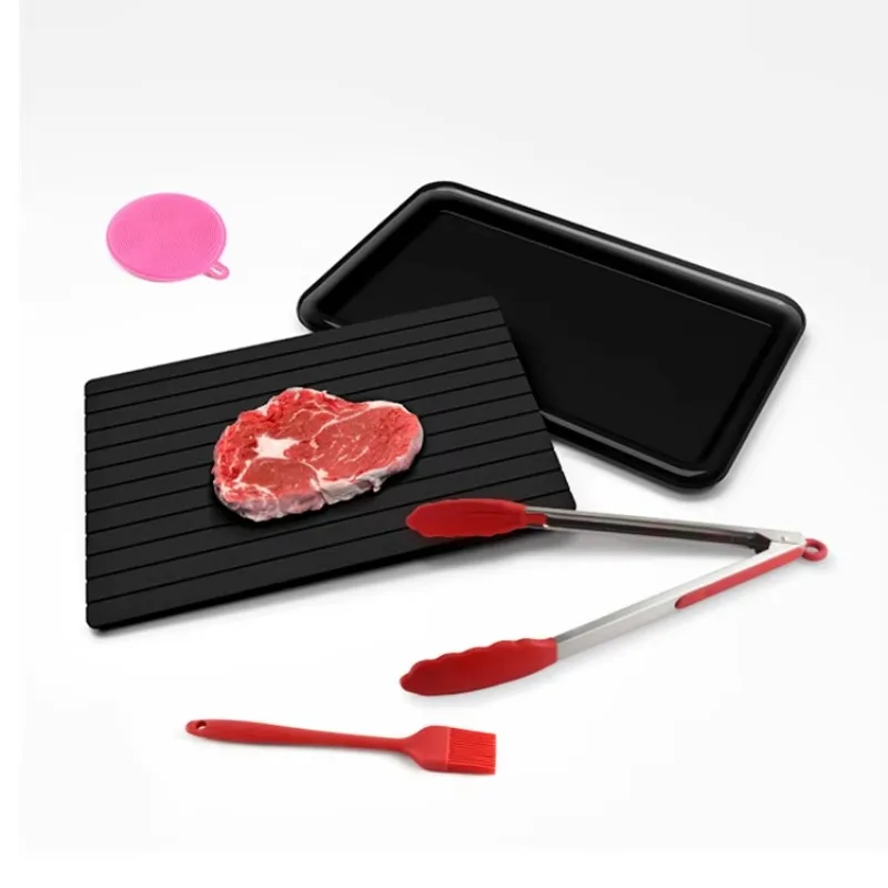 Custom Thick Aluminum Mat Set Food Magic Rapid Quick Fast Thawing Master Plate Board Defrosting Tray for Frozen Meat Fruit