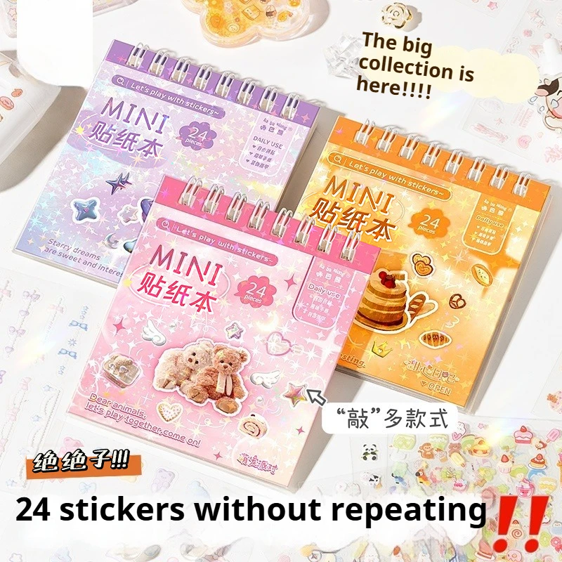 Niedliche Cartoon-Nagelaufkleber, 24-Blatt Mini-Waschtischaufkleber für Nägel, Tagebuch und Basteln – ästhetisches, wasserfestes Nagelkunst-Dekor