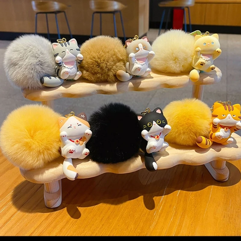 Adorable Plush Cats Keychain Desert Culture Theme Bag Charm Soft Fabric Texture Suitable for Kids Friend Present