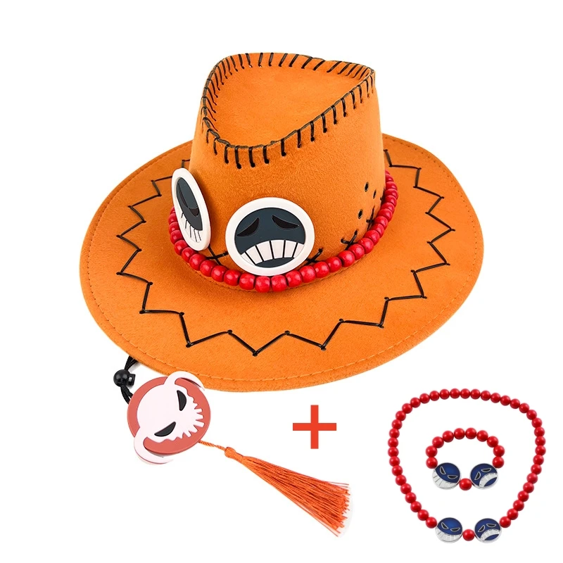 Anime Ace Cowboy Hat Bracelet Necklace Cosplay Props Role Play Accessories