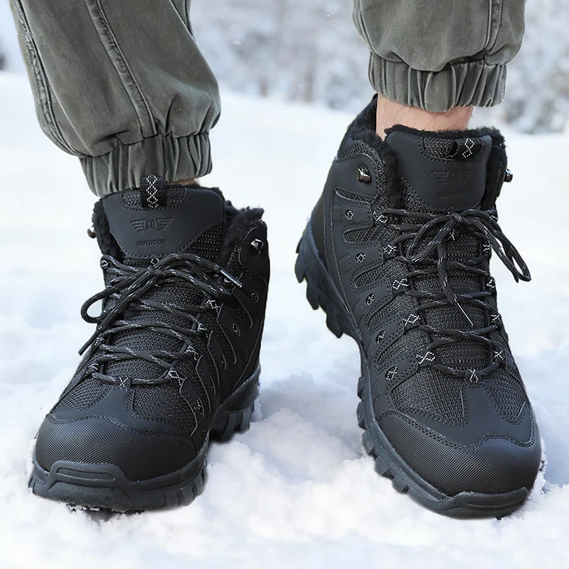 Winter Men's Boots Warm Plush Men's Snow Boots High Quality Winter Non-Slip Sneakers Outdoor Men's Hiking Ankle Boots Work Shoes view 4