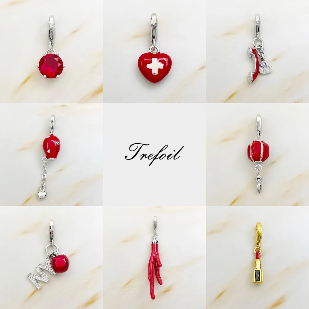 Red Charms Pendant Coral Lanter Fashion 925 Sterling Silver Fine Woman Jewelry Accessories Trendy Gift Fit Bracelet Necklace Bag