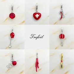 Red Charms Pendant Coral Lanter Fashion 925 Sterling Silver Fine Woman Jewelry Accessories Trendy Gift Fit Bracelet Necklace Bag