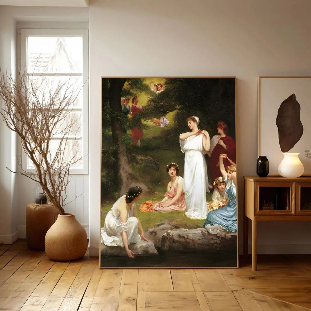 John William Waterhouse Movie Sticky Posters Fancy Wall Sticker for Living Room Bar Decoration Vintage Decorative Painting