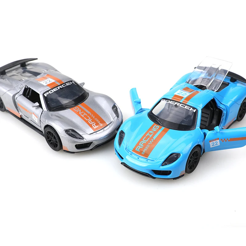 (Encíado) 1/36 coche en miniatura de aleación simulación 918 Porsche coche de carreras vehículo tirar hacia atrás adornos de coche colección juguetes para niños