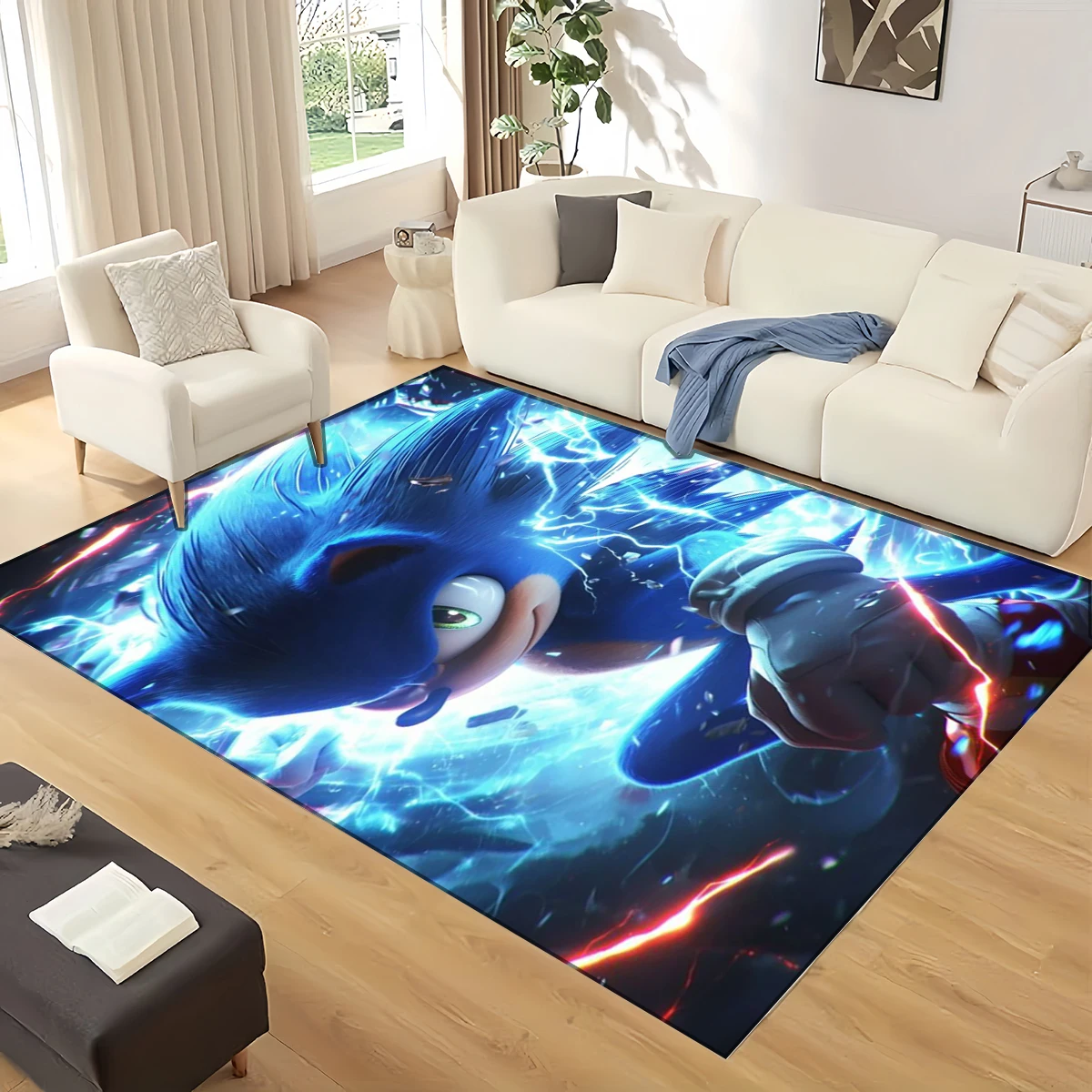 3D Retro Game S-Sonic Cartoon Large Carpet Rug for Home Living Room Bedroom Sofa Doormat Decor,Area Rug Non-slip Floor Mat Gift