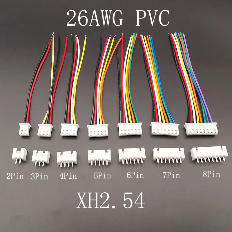 5Sets JST XH 2,54 Stecker Weiblich + Männlich Gehäuse 2/3/4/5/6/7/8 Pin Stecker XH 2,54mm Pitch Terminal Mit Drähte Kabel 26AWG 10/20CM – Detail 2