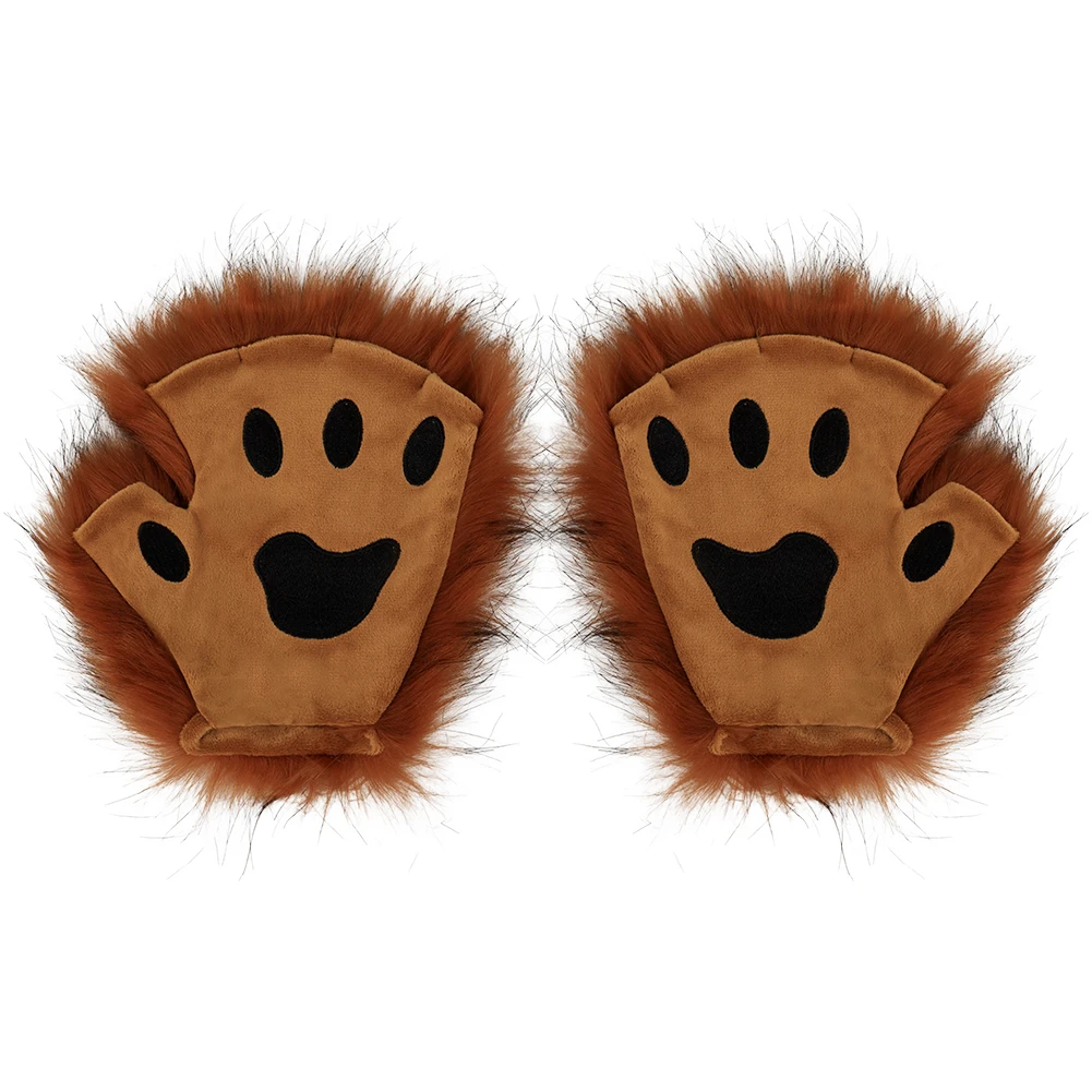 Christmas Gift 3pcs, Halloween Costume Party Set Realistic Fox Mask Gloves Plush Tail Handmade Furry Tail image 5