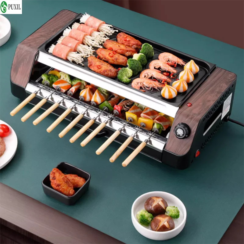 Home automatic rotating smokeless home barbecue hot dog automatic rotating barbecue machine lamb skewer barbecue machine