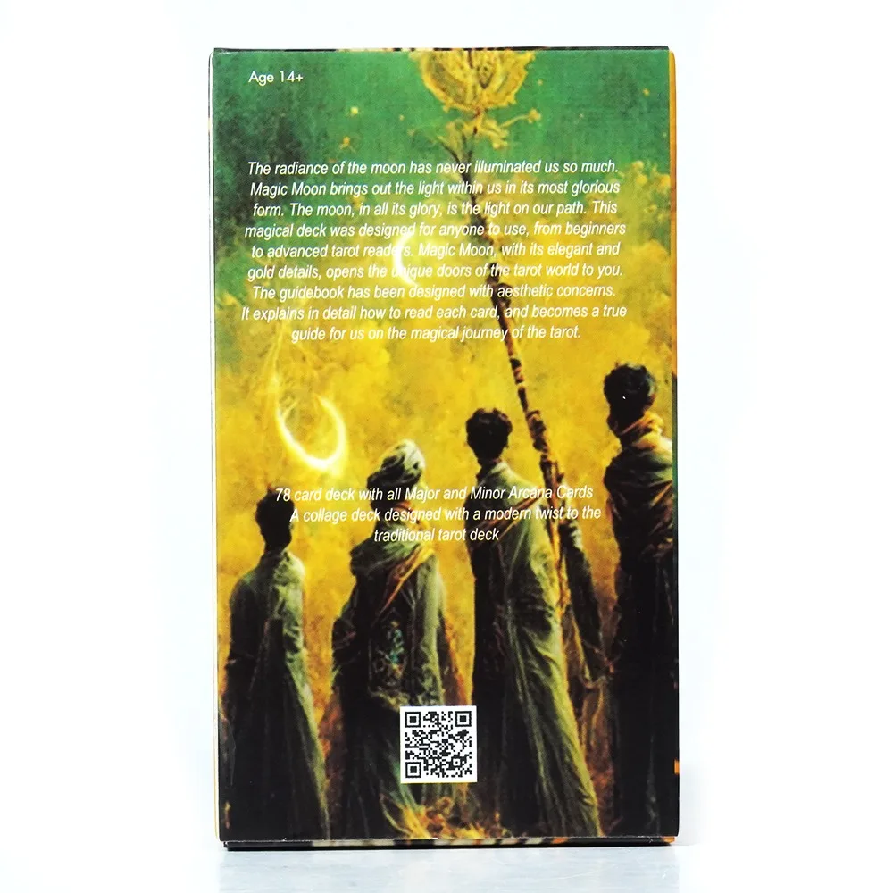 Baralho de tarô mágico da lua, 10.3*6 cm, 78 cartas de tarô, baralho oracle, ferramentas de adivinhação, inteligência artificial, brilho da lua