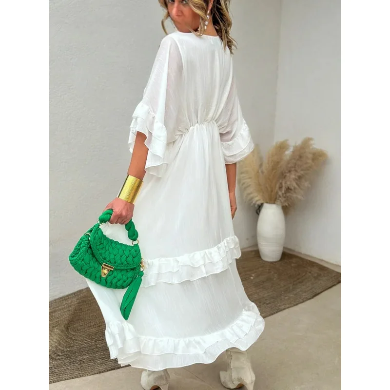 JINIA Women's Beaded Wide Leg Pants Streetwear Trousers with Patchwork Pockets SS25 Boho Summer Pants Button Zipper Design