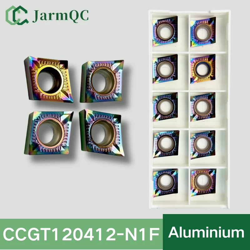 

JarmQC CCGT09T301 CCGT060204 CCGT120408 CCGT120404 DLC Coated Carbide Insert for Aluminum CNC Lathe Tool Anti-Sticking 10pcs