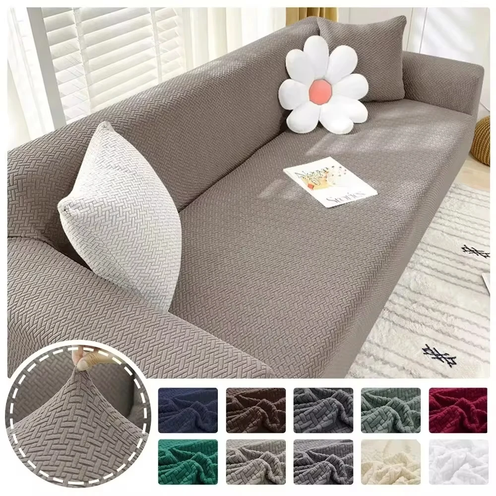 Jacquard Elastic Sofa Covers For Living Room Couch Cover ArmChair Protector Sofa Slipcovers Home Decor 1/2/3/4 Seater L Shaped