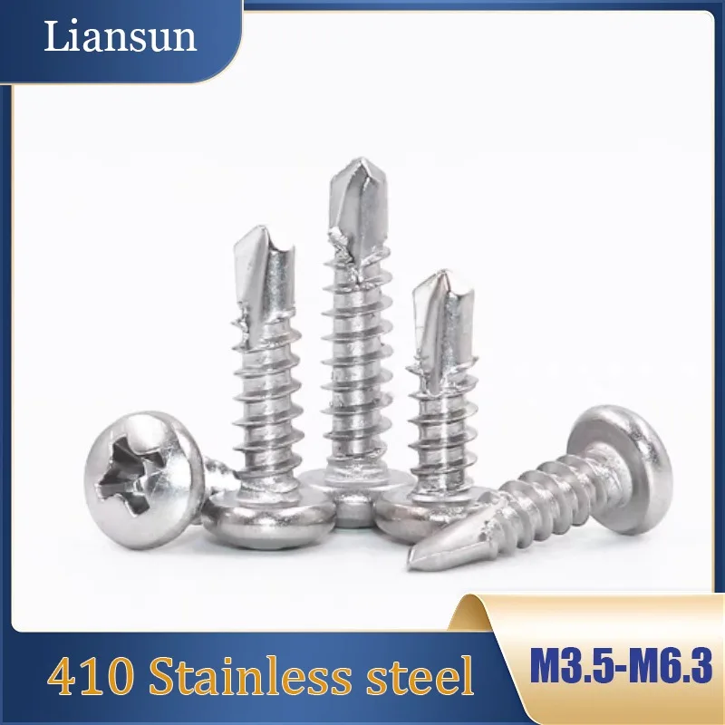 

410 Stainless Steel Phillips Cross Flat Head Self-Drilling Tapping Screws M3.5-M6.3 Countersunk Self-Tapping Self-Drilling Screw