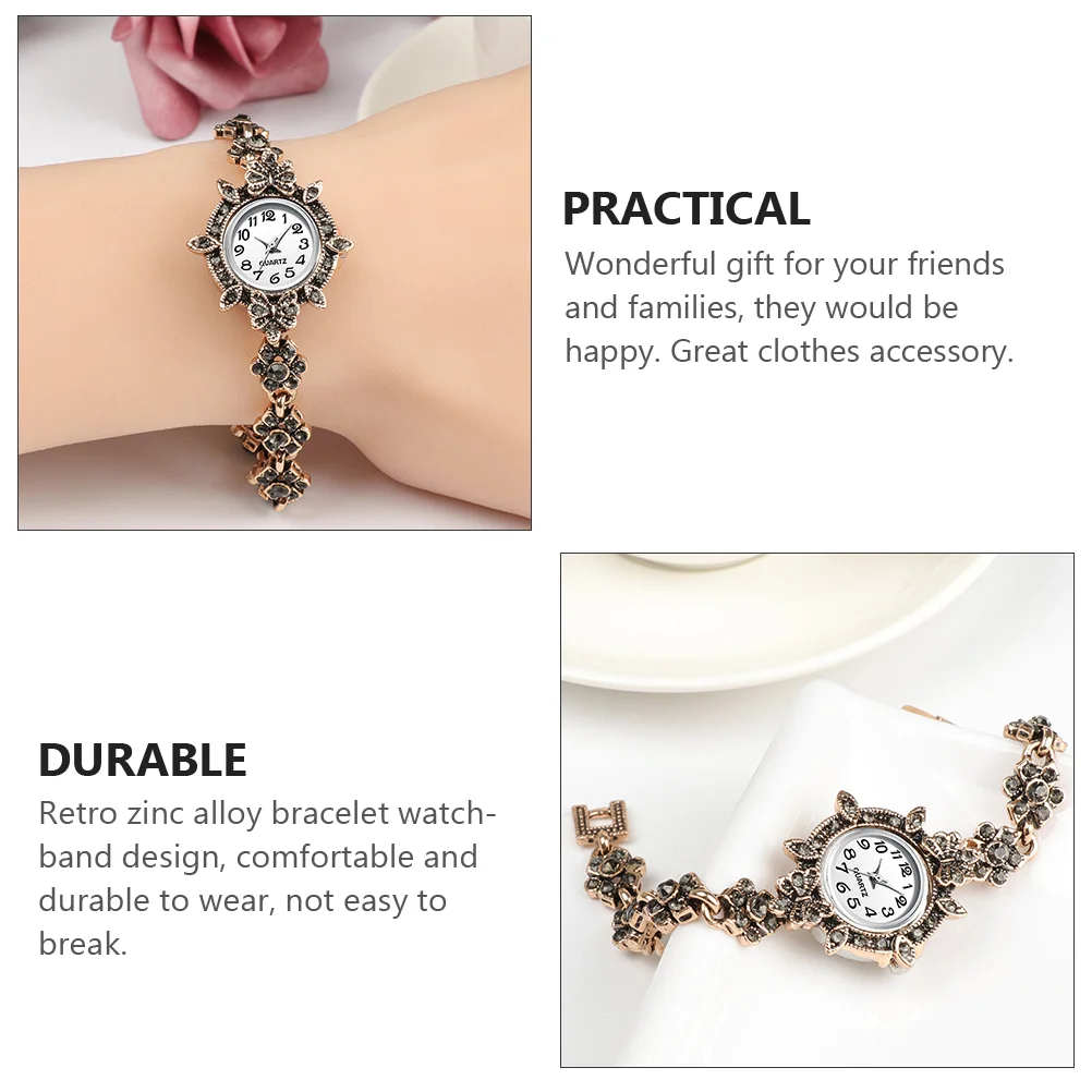 Watch Wrist Chain Retro Bracelet Lady Diamond Quartz Watches Bohemian Round Style