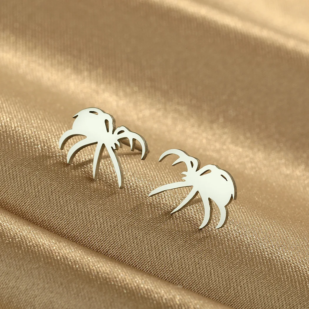 Shuangshuo 1 زوج القوطية الشرير الفولاذ المقاوم للصدأ العنكبوت أقراط هالوين مرعبة العنكبوت وأقراط المرأة اكسسوارات هدية