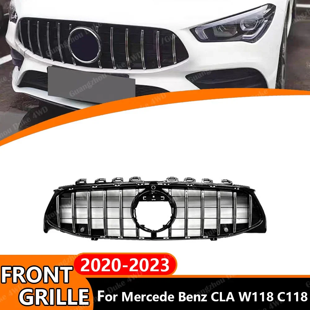 For Mercedes Benz CLA Class W118 2020-2023 GT Style Front Grille Vertical Bar Grill Panamericana Style Racing Grille Replacement