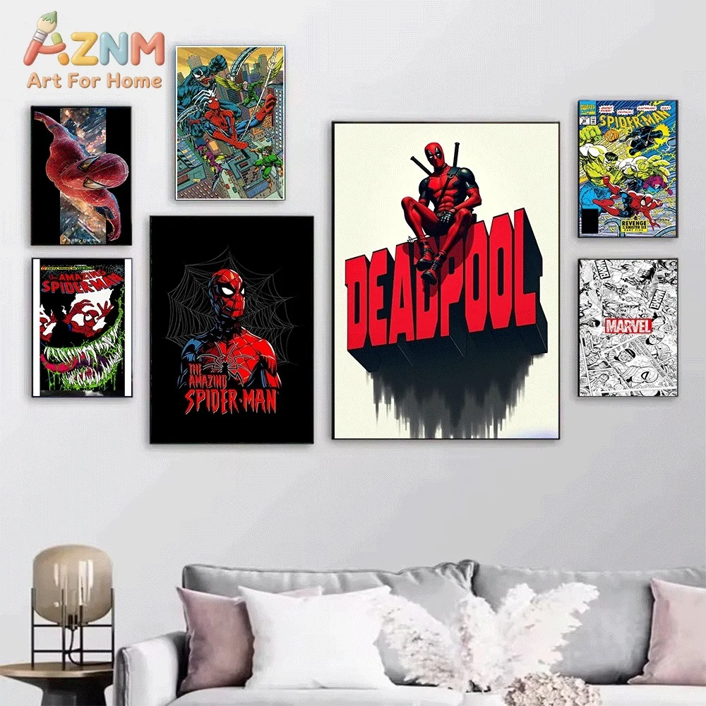 The Amazing Spiderman Black Suit Superhero Canvas Wall Art Poster Marvel Comic Print Picture Home Bedroom Living Room Wall Dec
