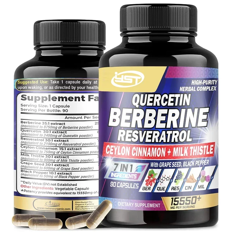 Concentrado con Quercetin, Resveratrol, Semilla de Uva y Más - Suplemento para Corazón, Cuerpo, Digestivo e Inmunológico