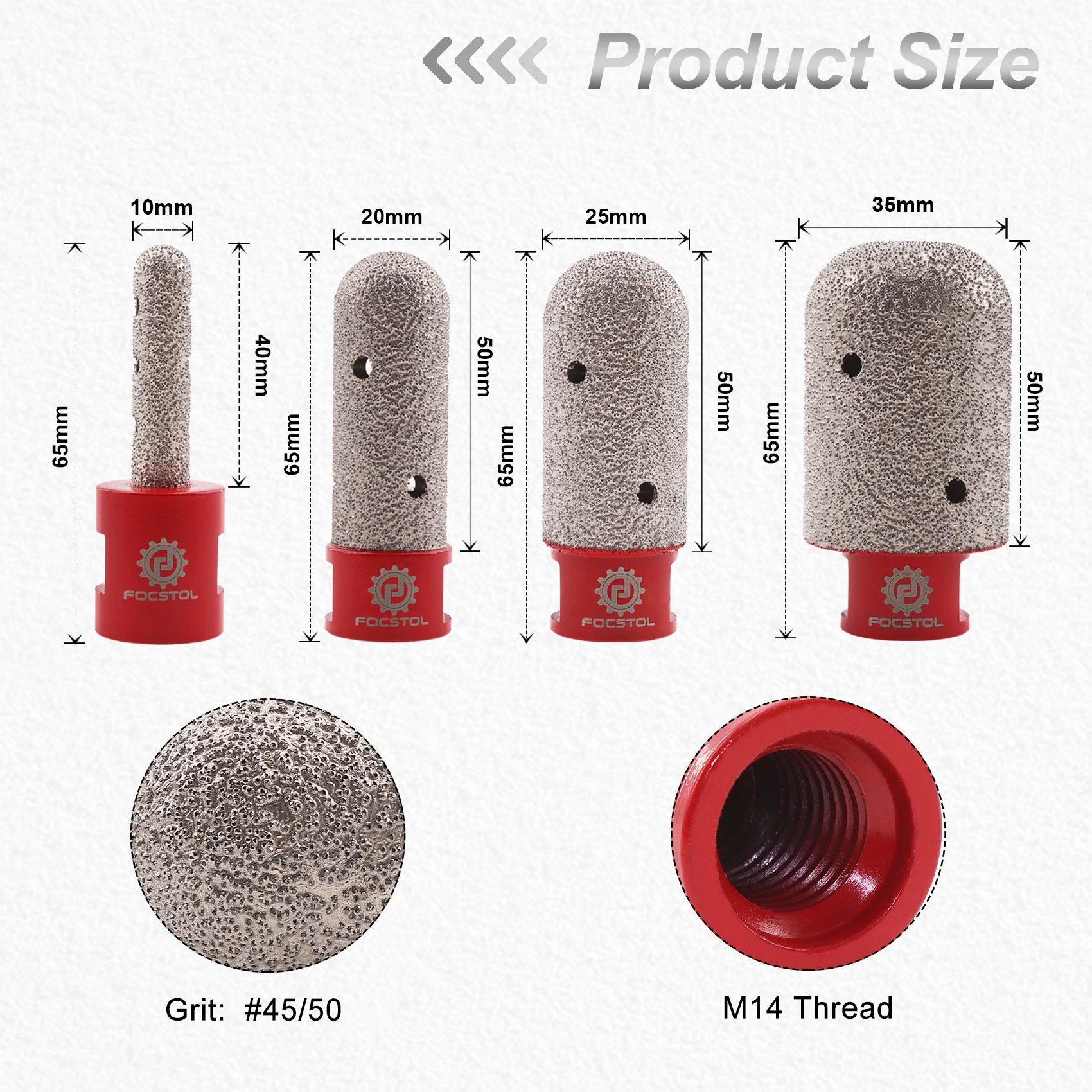 FOCSTOL Diamond Finger Bits M14 Thread Milling Countertop Milling Porcelain Ceramic Tile Marle Granite Stone Finger Bit