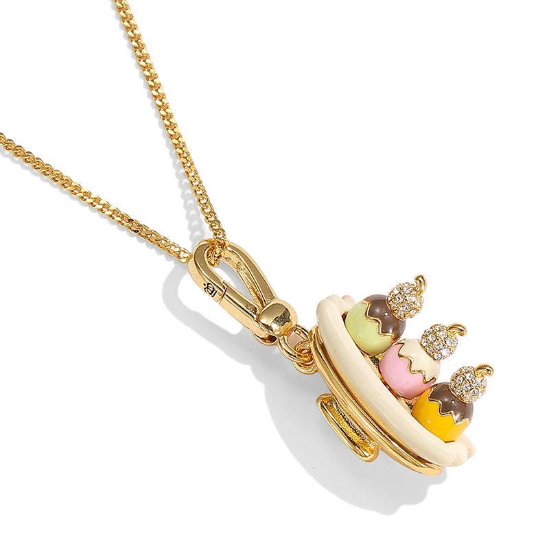1Pc Exquisite Enameled Rhinestone Ice Cream Banana Boat Pendant Necklace,Bag Charm,Party Jewelry Keychain Pendant Christmas Gift