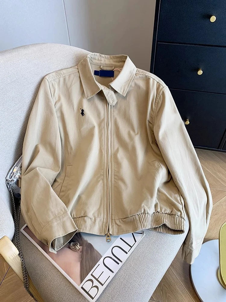 

American Retro Khaki Collar Jaet Outerwear Men's Casual Workwear Baseball orm Loose Fit Autumn Winter Coat