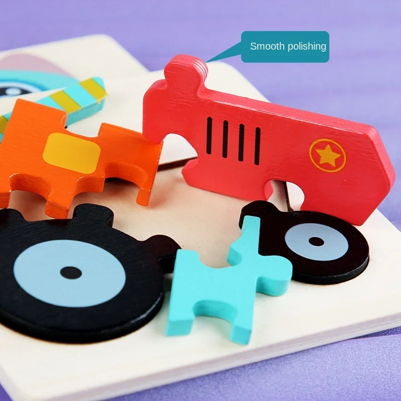 1pc 10.7cm Colorful 3D Puzzles for Kids Cartoon Animals Jigsaw Puzzle Games Children Educational Wooden Toys
