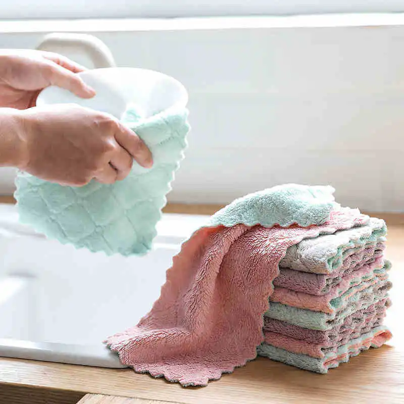 12PCS xiaomi Super Absorbent Microfiber Dish Cloth High-efficiency Tableware Household Cleaning Towel Kitchen Tools Gadgets