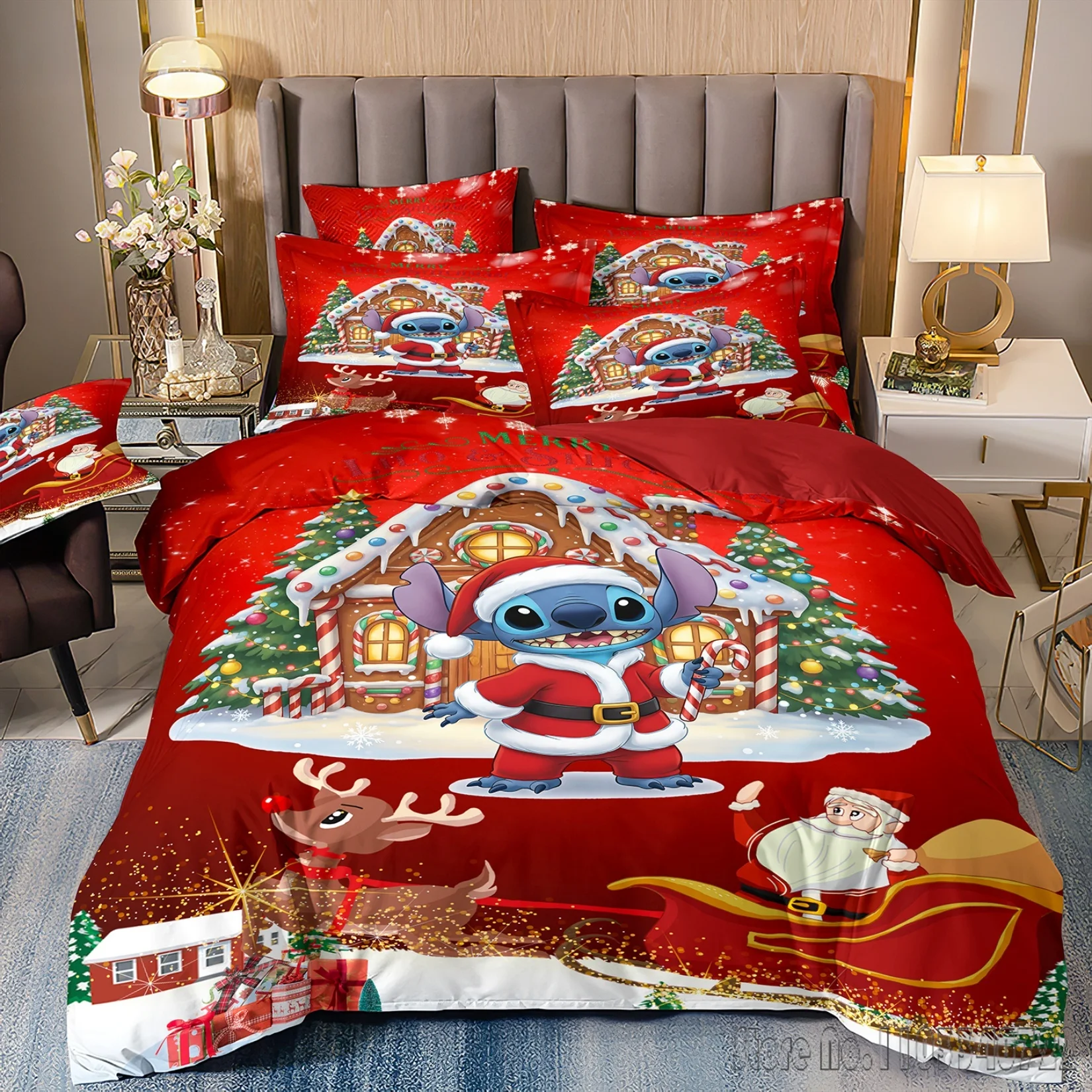 2026 أنيمي عيد الميلاد غرزة ثلاثية الأبعاد مطبوعة طقم سرير الطفل طقم أغطية لحاف الطفل المفارش التوأم واحد الملك الاطفال الكبار هدية