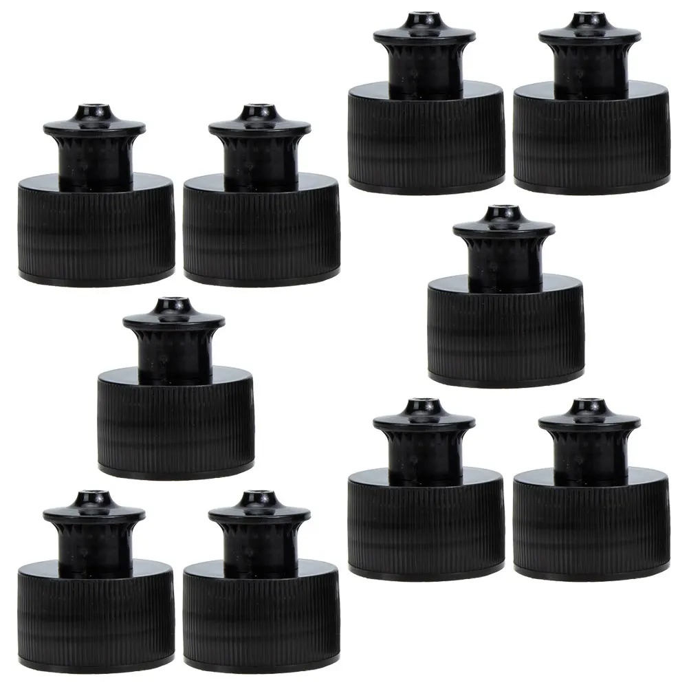 

10pcs 28/410 Black Hand-pulled Mineral Water Bottle Caps Leak-proof Sports Lids Replacement Tops Push Pull Caps For Bottles