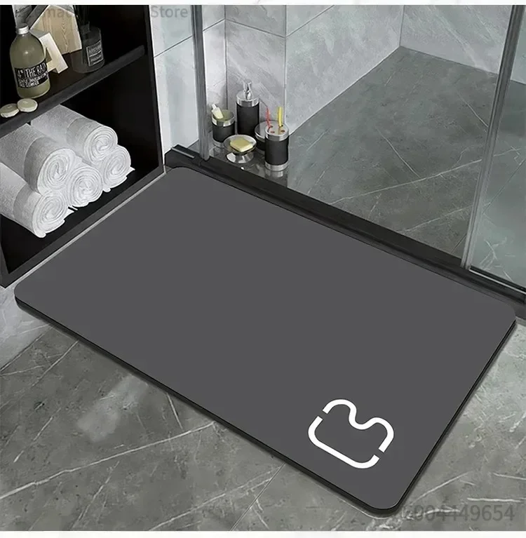 Luxury Diatomite Bath Mat Bathroom Foot Mats Super Absorbent Quick Dry Anti-Slip Shower Rugs Toilet Carpet Washable