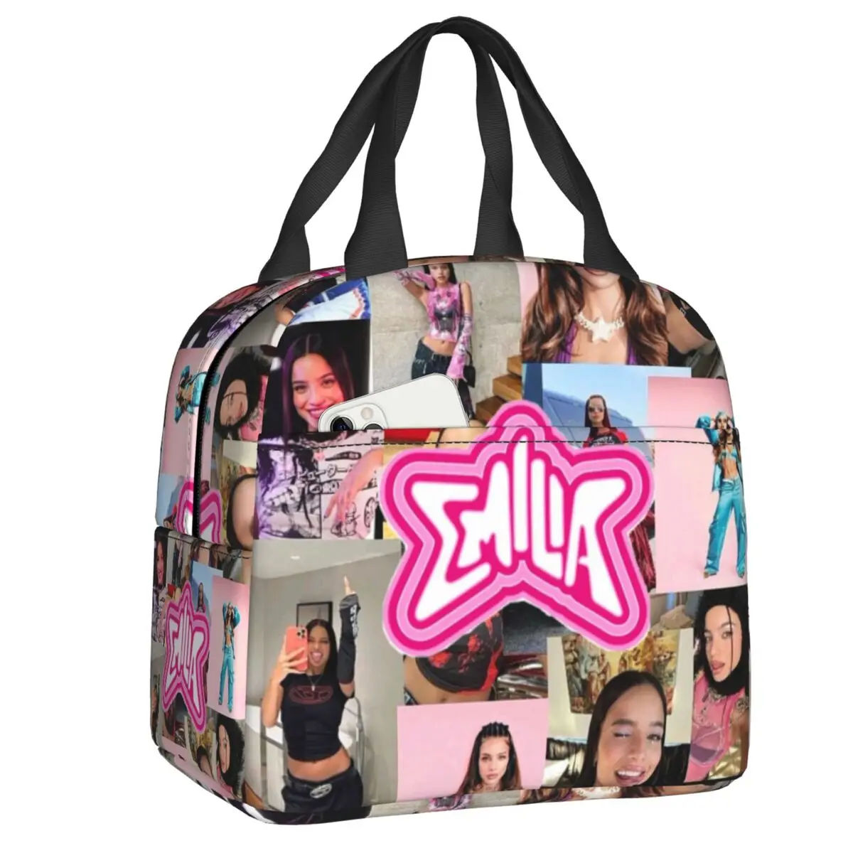 

Custom Argentine Singer Emilia Mernes Insulated Lunch Bag for Women Portable Cooler Thermal Bento Box Kids School Children