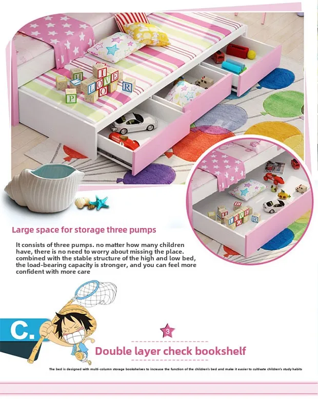 

Upper and lower bunk mother bed with slide