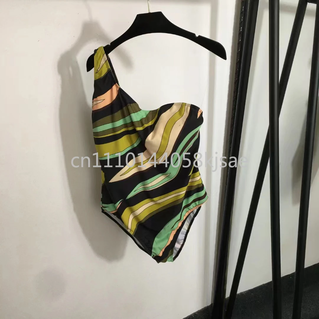 

Fashion Design Women's Green Swimsuit with Letter Signature Logo Designer Brand Lady Bikini Sets