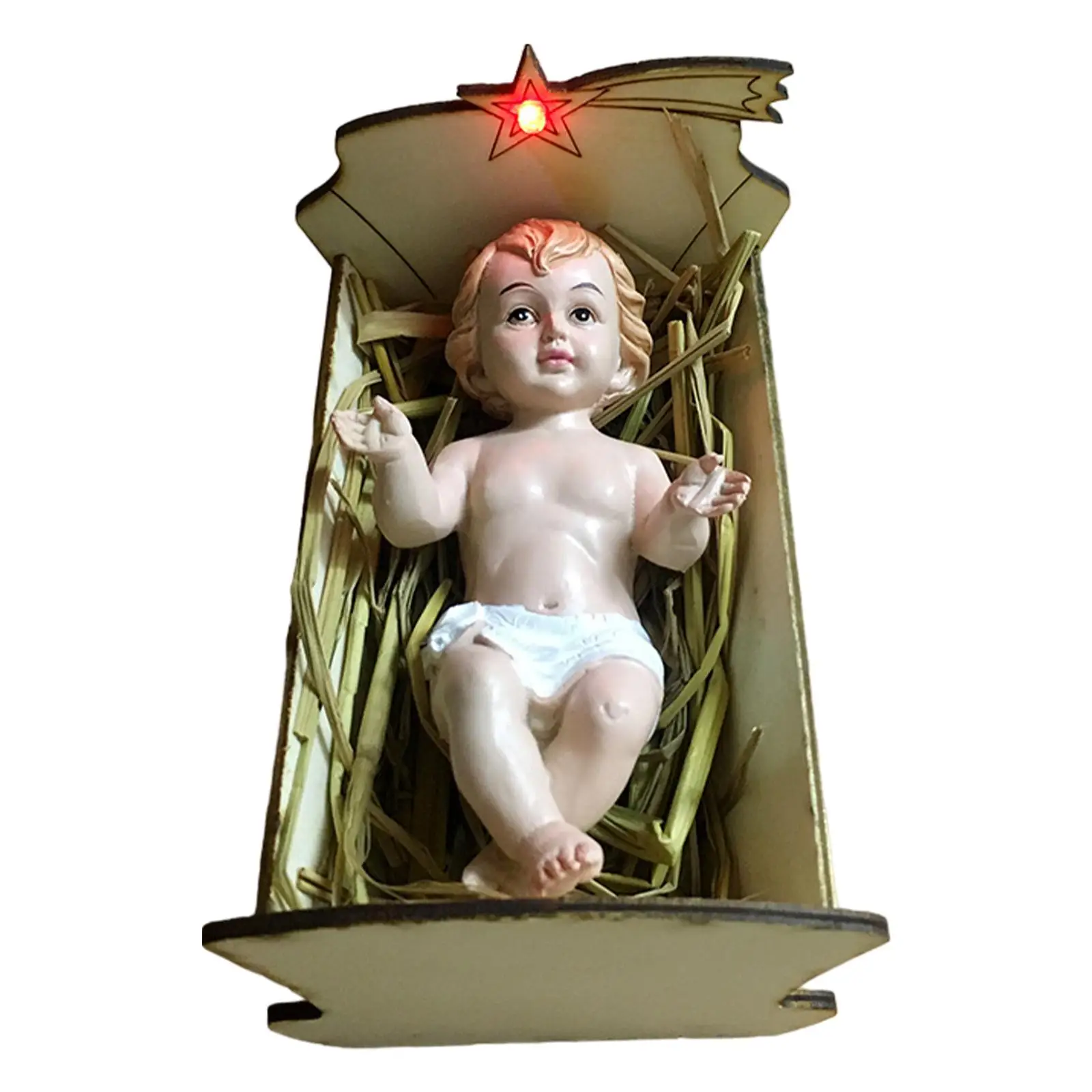 

Resin Baby Jesus Figurine Decorative Nativity Scene Tabletop Decoration Resin Sculpture for Home Festival Holiday Indoor Office