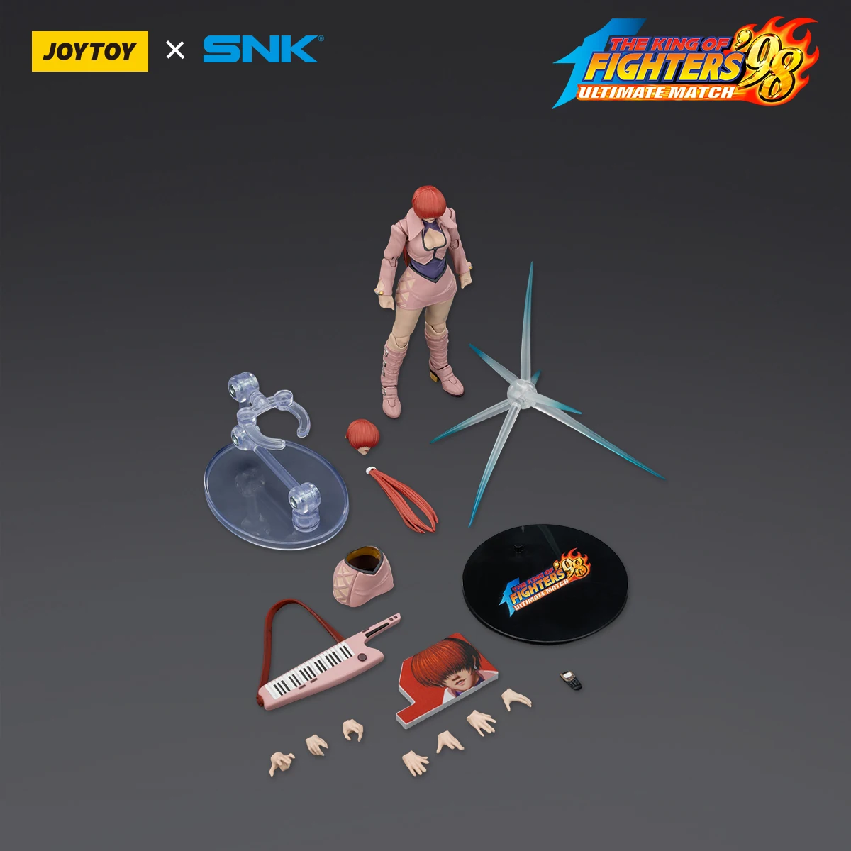 JOYTOY SNK KOF 98 Orochi Team Action Figure, 1/18 Beweegbare Yashiro Chris verzamelbare gamefiguur met effectaccessoires